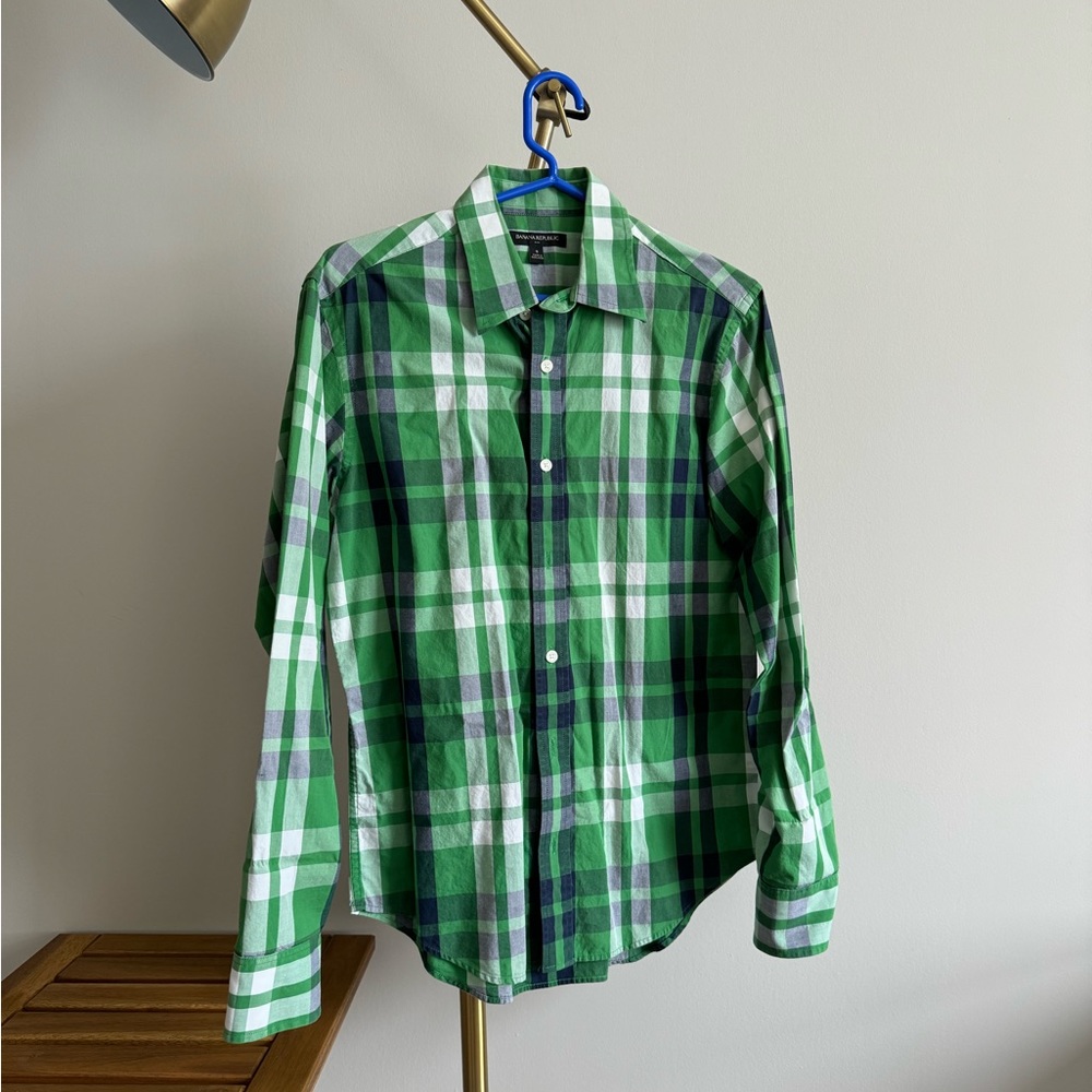 BANANA REPUBLIC - Green check shirt - Men’s Small